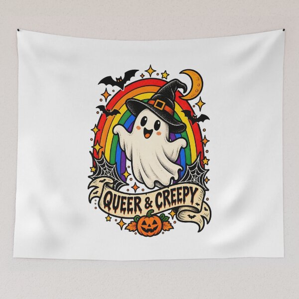 Aperçu de l'œuvre Queer et effrayant - Fierté arc-en-ciel LGBTQ pour Halloween créée et vendue par Travelslightly.