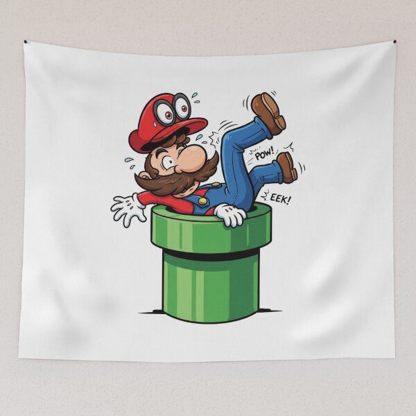 Item preview, Funny Plumber Stuck in Green Warp Pipe Gaming Illustration designed and sold by jhgjykuo.