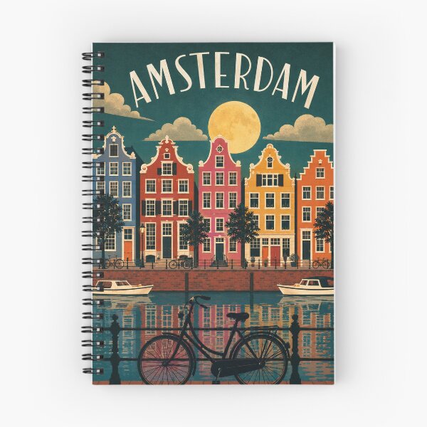 Artikelvorschau, Plakat über den Amsterdamer Grachten bei Mondschein entworfen und verkauft von nirinalovell.