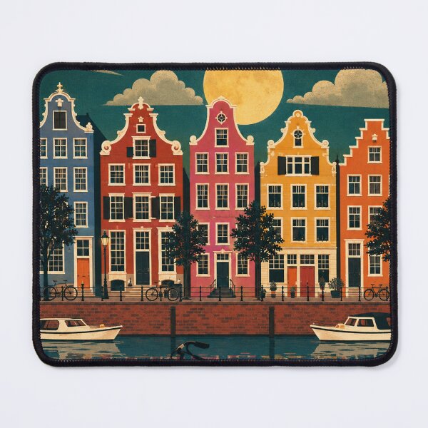 Item preview, Moonlit Amsterdam Canal Poster designed and sold by nirinalovell.