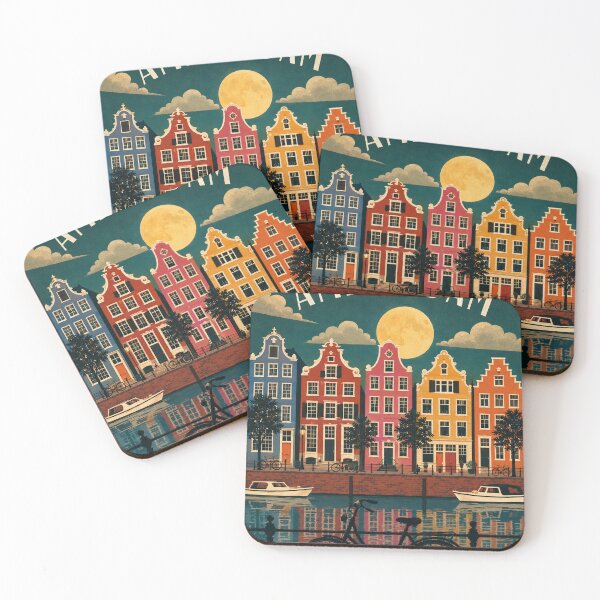 Item preview, Moonlit Amsterdam Canal Poster designed and sold by nirinalovell.