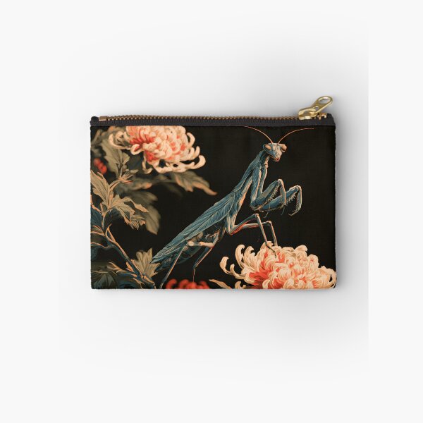 Item preview, Japanese Praying Mantis Chrysanthemum Ukiyoe Botanical Art designed and sold by GrinGalore.