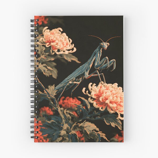 Item preview, Japanese Praying Mantis Chrysanthemum Ukiyoe Botanical Art designed and sold by GrinGalore.