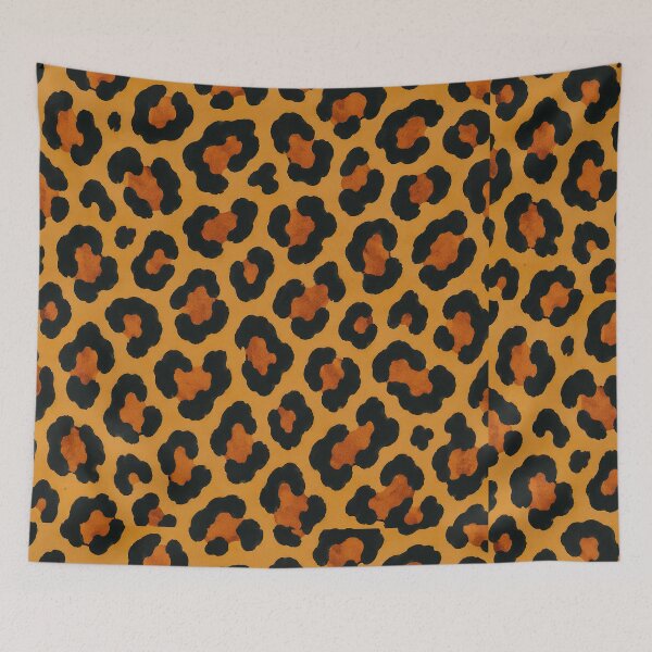 Item preview, Vintage 60s Leopard Print – Retro Wildcat Pattern in Mustard & Black designed and sold by infinitearte.