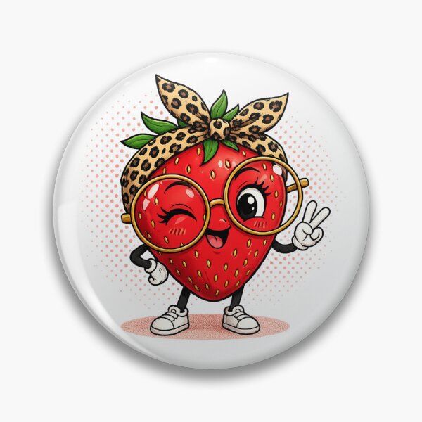 Artikelvorschau, Cute Strawberry with Glasses – Kawaii Fruit Character entworfen und verkauft von LittleGinnyArt.