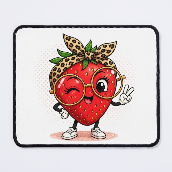 Item preview, Cute Strawberry with Glasses – Kawaii Fruit Character designed and sold by LittleGinnyArt.