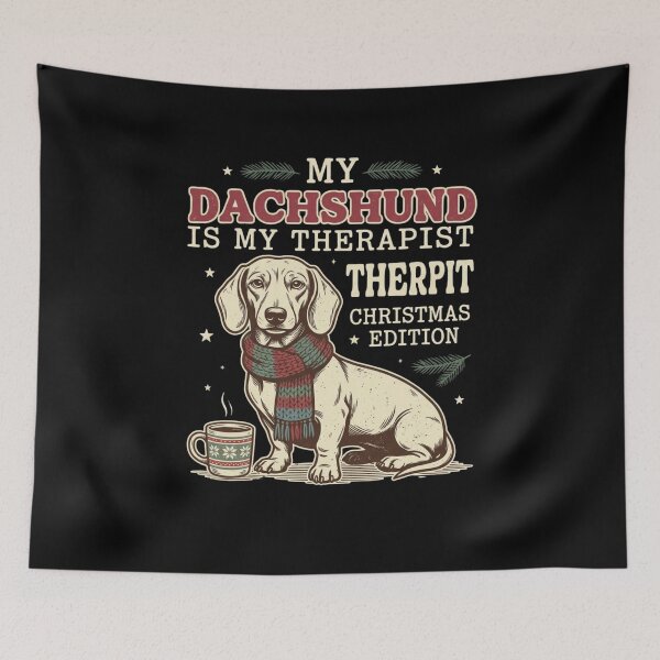 Item preview, My Dachshund Is My Therapist Christmas Edition Funny Doxie Dog Lover Gift designed and sold by raedattia.