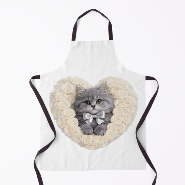 Item preview, Cute Grey Kitten in White Rose Heart Frame. designed and sold by AmirArtisanVibe.