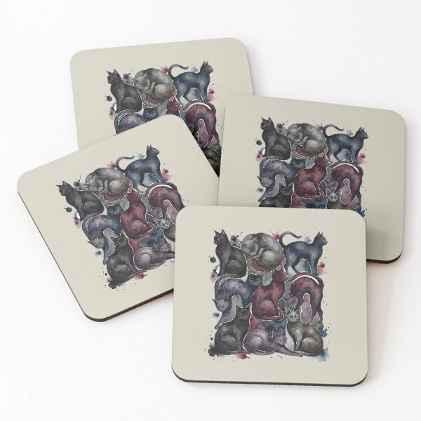 Item preview, Dark Gothic Watercolor Cats Mosaic – Mysterious Antique Feline Fantasy Art designed and sold by GrabaHuk.