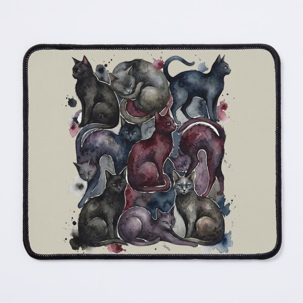 Item preview, Dark Gothic Watercolor Cats Mosaic – Mysterious Antique Feline Fantasy Art designed and sold by GrabaHuk.