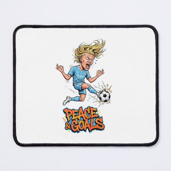 Item preview, Funny Soccer Player Screaming Peace and Goals Cartoon designed and sold by annaarthk.