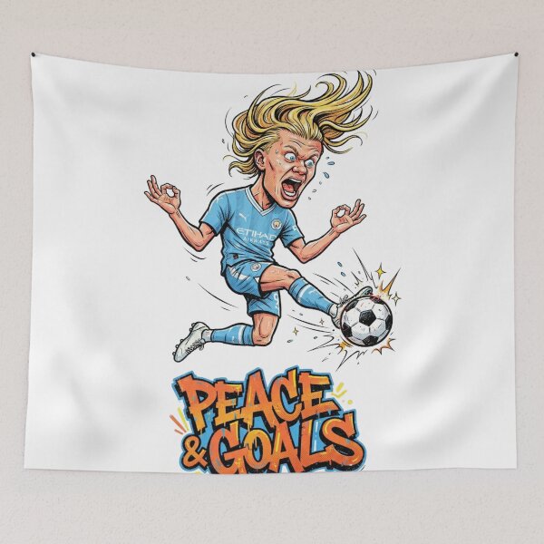 Item preview, Funny Soccer Player Screaming Peace and Goals Cartoon designed and sold by annaarthk.