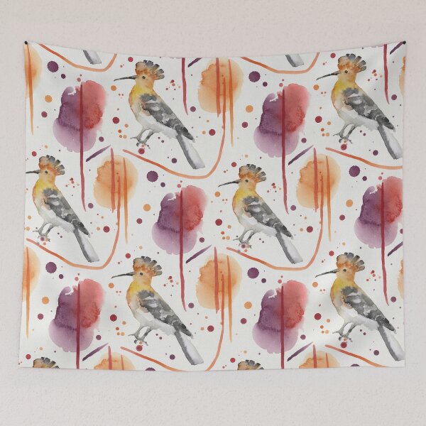 Item preview, ​Artistic Hoopoe Bird Watercolor Pattern designed and sold by wissal.studio.