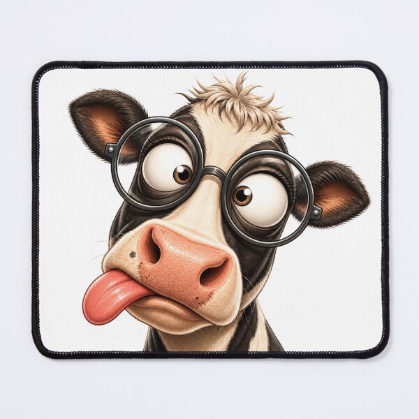 Item preview, Funny Cow with Glasses – Cute Goofy Animal Portrait designed and sold by LittleGinnyArt.