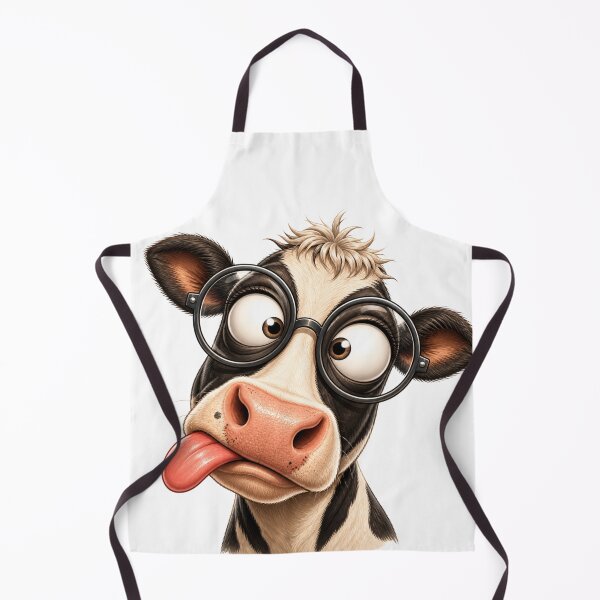 Item preview, Funny Cow with Glasses – Cute Goofy Animal Portrait designed and sold by LittleGinnyArt.