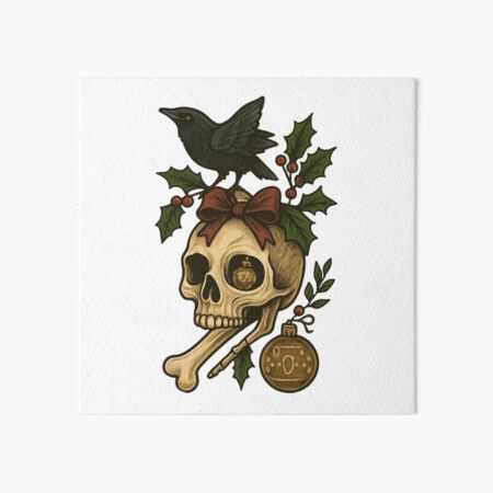 Item preview, Gothic Christmas Crow Skull designed and sold by DustyCuriositie.