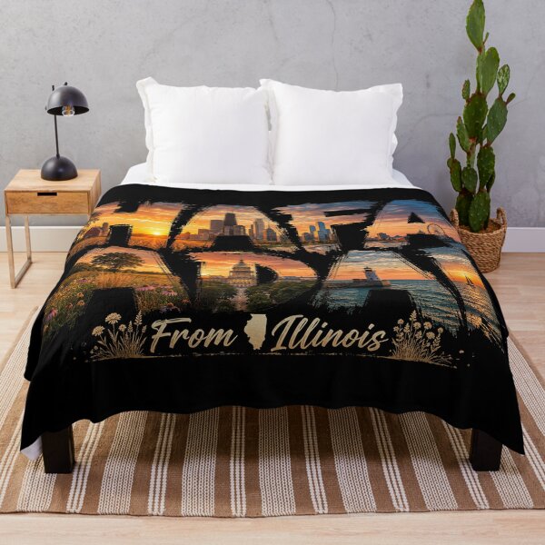 Item preview, Håfa Adai from Illinois: Prairie, Skyline & Great Lakes Sunset Spirit designed and sold by BlissBlvdShop.