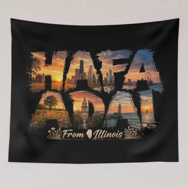 Item preview, Håfa Adai from Illinois: Prairie, Skyline & Great Lakes Sunset Spirit designed and sold by BlissBlvdShop.