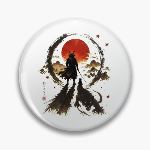 Item preview, Samurai Ink Wash Art with Cat and Tiger Shadow designed and sold by OlyvieArt.