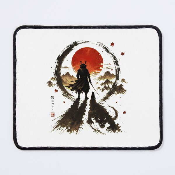 Item preview, Samurai Ink Wash Art with Cat and Tiger Shadow designed and sold by OlyvieArt.