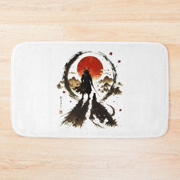 Item preview, Samurai Ink Wash Art with Cat and Tiger Shadow designed and sold by OlyvieArt.