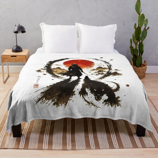 Item preview, Samurai Ink Wash Art with Cat and Tiger Shadow designed and sold by OlyvieArt.