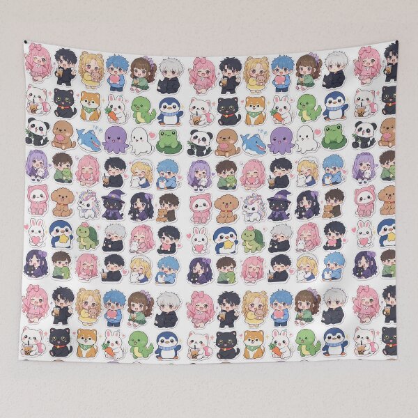 Item preview, Cute Kawaii Chibi Japanese characters beautiful love sweetheart pretty designed and sold by Vintage Designs +.