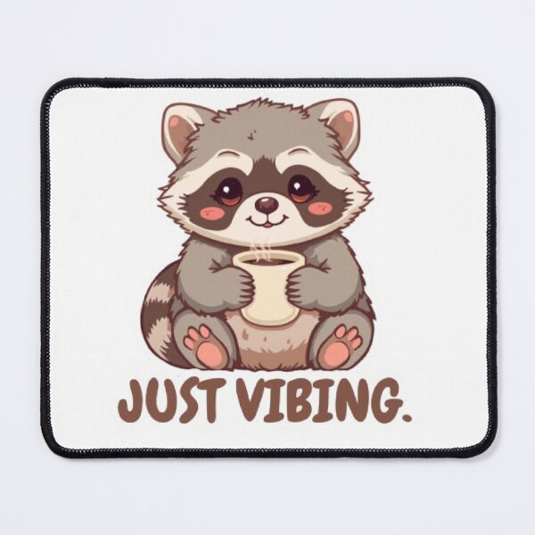 Item preview, Just Vibing | Cute Kawaii Raccoon Coffee Sticker designed and sold by Tiny-Doodle-Co.