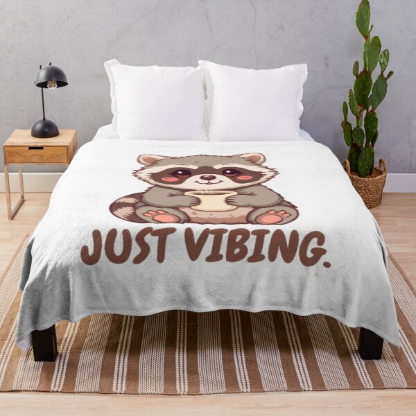 Item preview, Just Vibing | Cute Kawaii Raccoon Coffee Sticker designed and sold by Tiny-Doodle-Co.