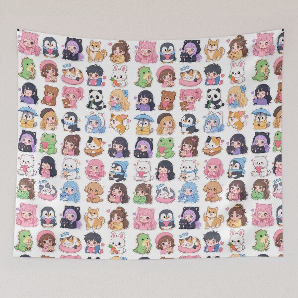 Item preview, Cute Kawaii Chibi Japanese characters beautiful love sweetheart pretty designed and sold by Vintage Designs +.