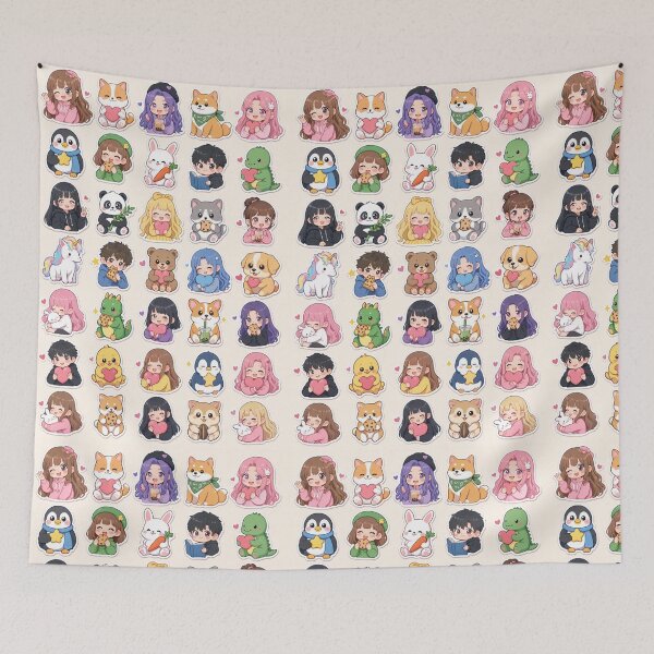 Item preview, Cute Kawaii Chibi Japanese characters beautiful love sweetheart pretty designed and sold by Vintage Designs +.