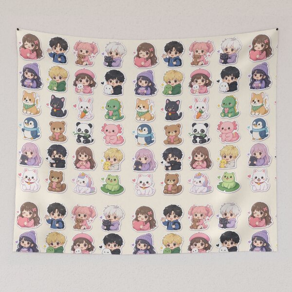 Item preview,  Cute Kawaii Chibi Japanese characters beautiful love sweetheart pretty designed and sold by Vintage Designs +.