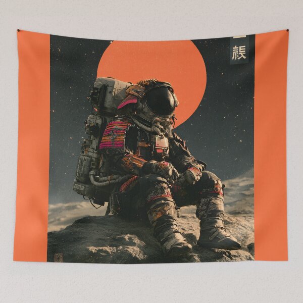 Item preview, Japanese Ukiyoe Astronaut Vintage Space Samurai Art designed and sold by GrinGalore.