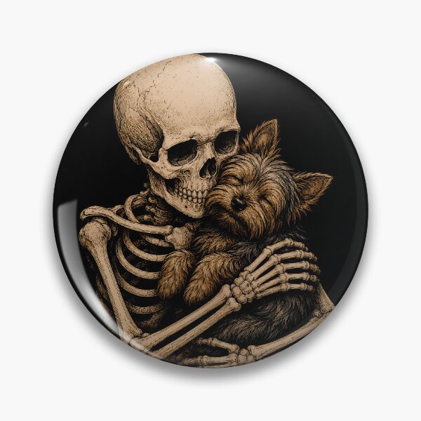 Item preview, Skeleton cuddling a cute australian terrier illustration halloween designed and sold by rafaeltto.