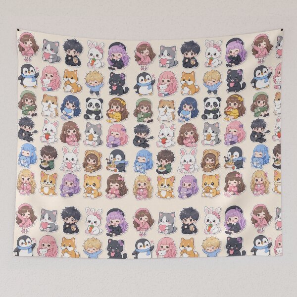Item preview, Cute Kawaii Chibi Japanese characters beautiful love sweetheart pretty designed and sold by Vintage Designs +.