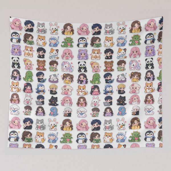 Item preview, Cute Kawaii Chibi Japanese characters beautiful love sweetheart pretty designed and sold by Vintage Designs +.