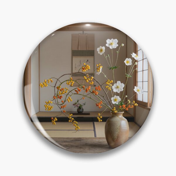 Item preview, Japanese Anemone & Bittersweet Ikebana Photography designed and sold by conohitoAI-ArtGallery.