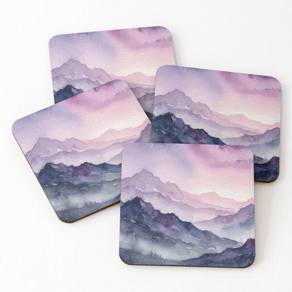 Item preview, Twilight Serenade: Watercolor Mountain Landscape Print designed and sold by GrabaHuk.