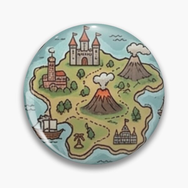 Item preview, Fantasy Island Map Castle Volcano Treasure Ship Vintage Aesthetic designed and sold by Rehnair.
