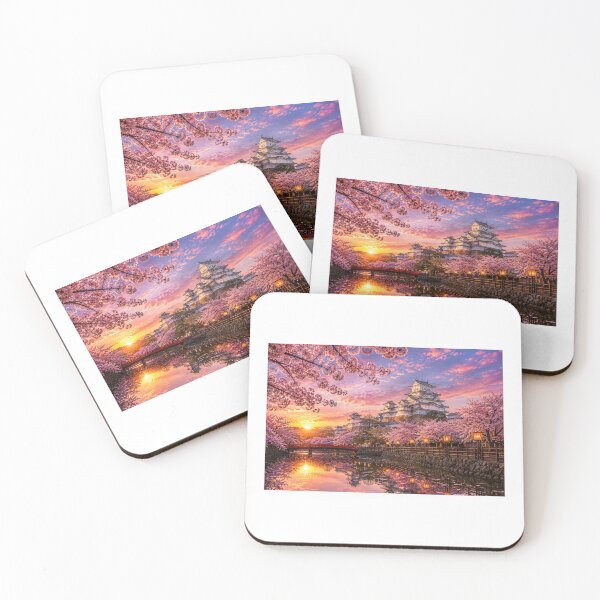 Item preview, Himeji Castle at Sunset with Cherry Blossoms | Japan Spring Landscape Art designed and sold by NihonKamonScape.