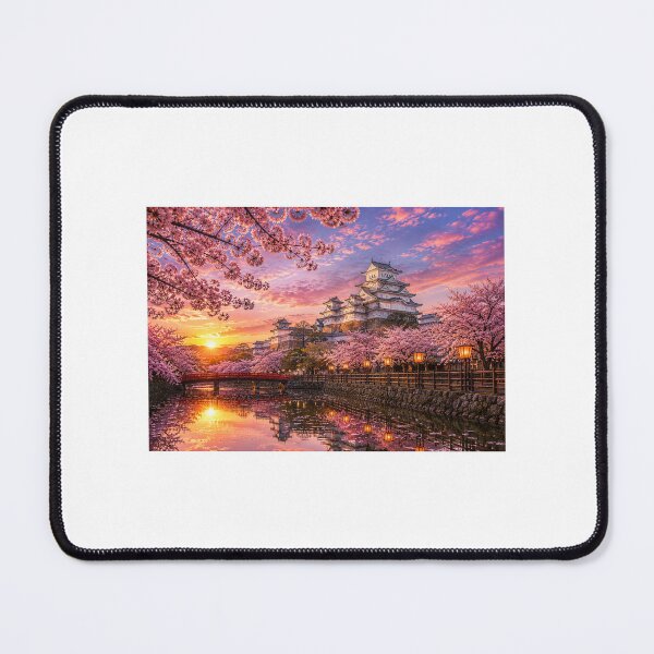 Item preview, Himeji Castle at Sunset with Cherry Blossoms | Japan Spring Landscape Art designed and sold by NihonKamonScape.