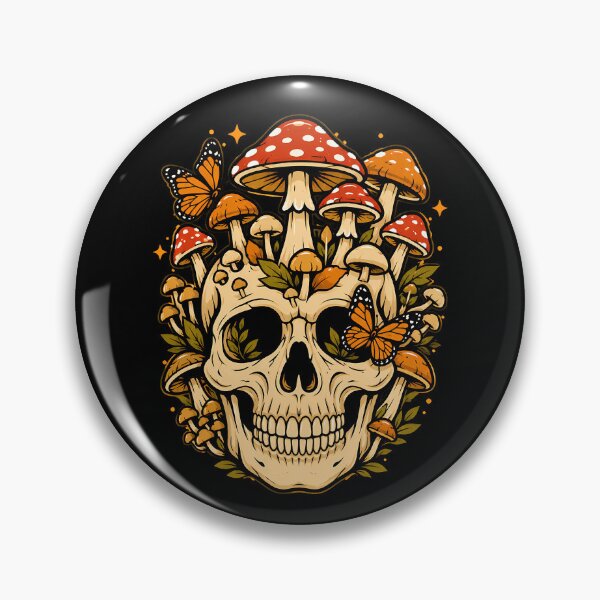 Item preview, Whimsical skull with mushrooms and butterflies design halloween designed and sold by rafaeltto.