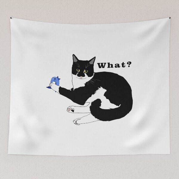 Item preview, Curious Cat Holding Bird What Funny Design designed and sold by OlyvieArt.