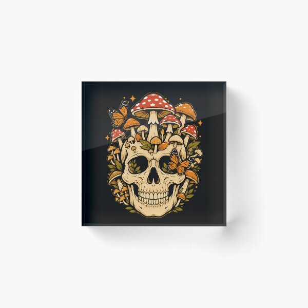 Item preview, Whimsical skull with mushrooms and butterflies design halloween designed and sold by rafaeltto.