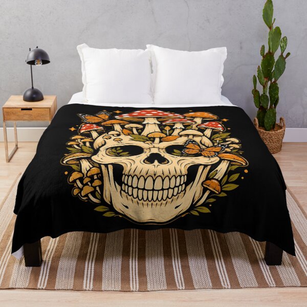 Item preview, Whimsical skull with mushrooms and butterflies design halloween designed and sold by rafaeltto.