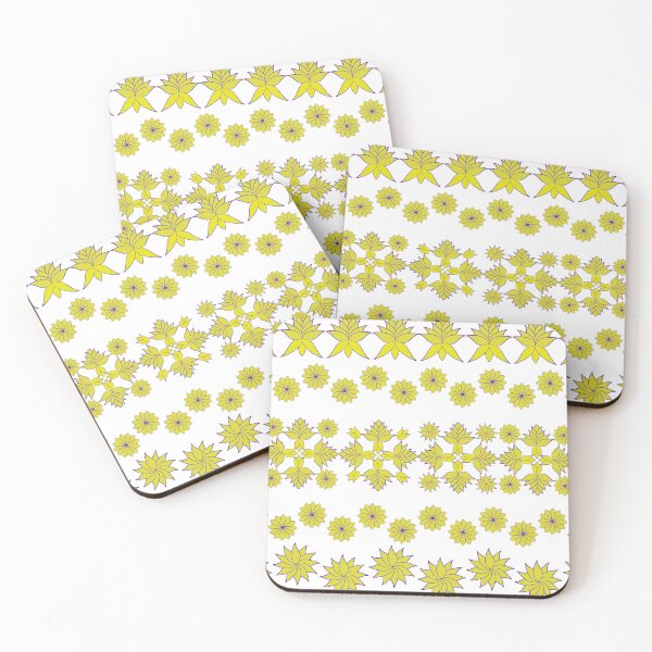 Item preview, Yellow and Purple Floral Decorative Border Pattern Set with Ornamental Flower Motifs designed and sold by Ei-Ei.