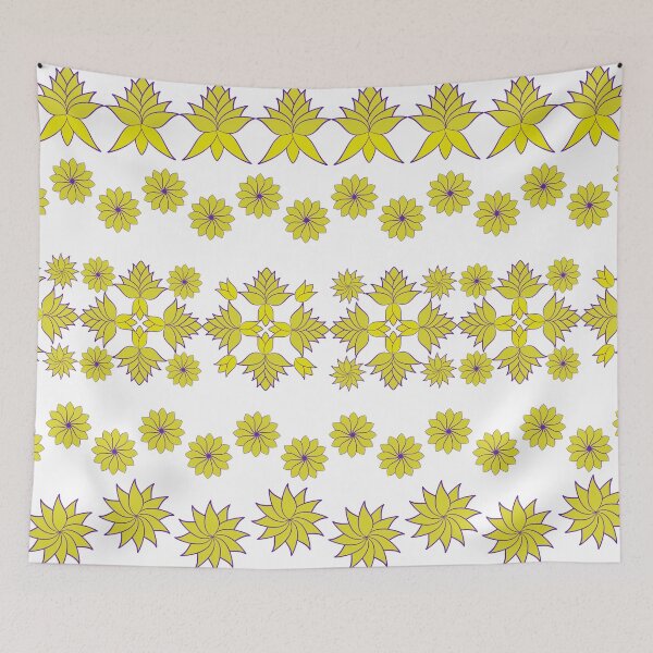 Item preview, Yellow and Purple Floral Decorative Border Pattern Set with Ornamental Flower Motifs designed and sold by Ei-Ei.