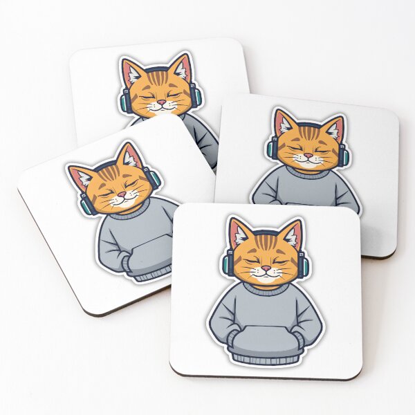 Item preview, Cute Chill Cat Wearing Headphones Cozy LoFi Sticker designed and sold by Kavya Art.
