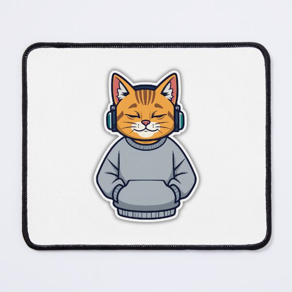 Item preview, Cute Chill Cat Wearing Headphones Cozy LoFi Sticker designed and sold by Kavya Art.