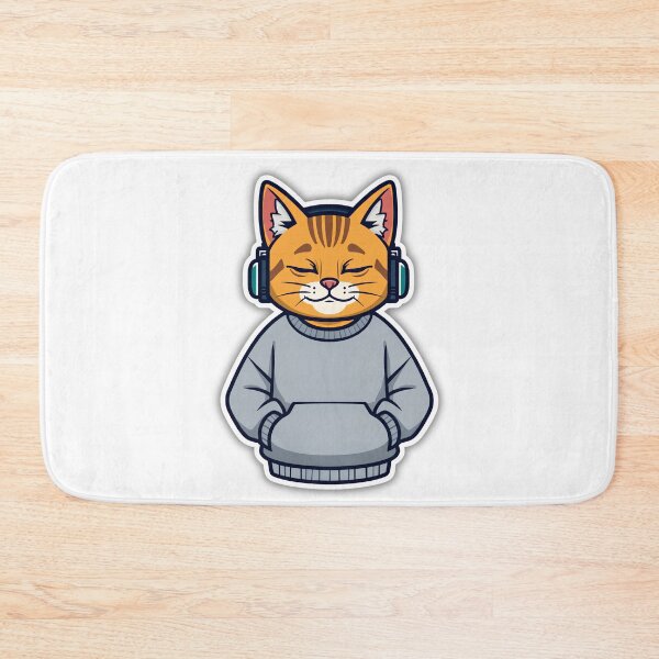 Item preview, Cute Chill Cat Wearing Headphones Cozy LoFi Sticker designed and sold by Kavya Art.